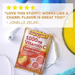 Emergen-C (60 Count, Super Orange Flavor, 2 Month Supply) Dietary Supplement Fizzy Drink Mix with 1000mg Vitamin C