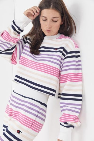 Champion UO Exclusive Striped Cropped Sweatshirt