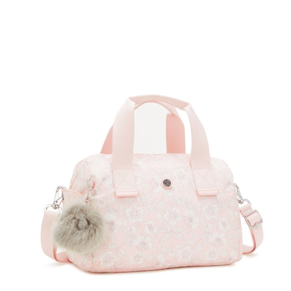印花粉色手提包