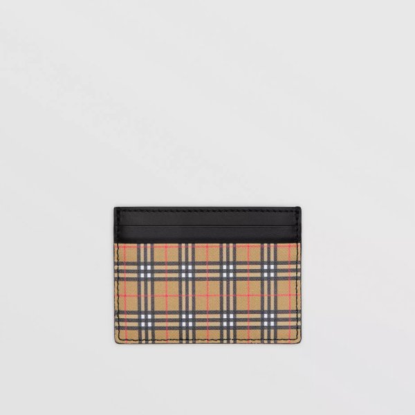Vintage Check and Leather Card Case