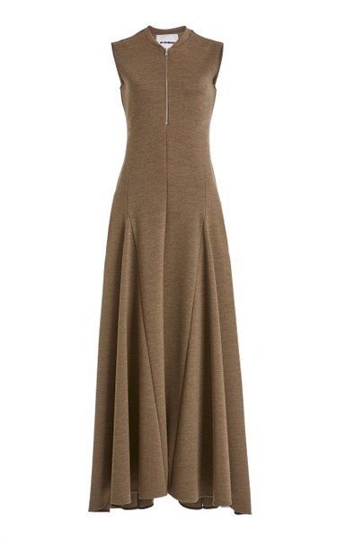 Nicole Zip-Detailed Wool Maxi Dress
