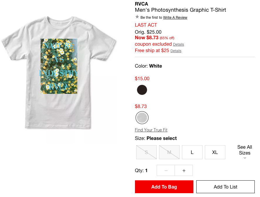 RVCA Men's Photosynthesis Graphic T-Shirt 男士T恤