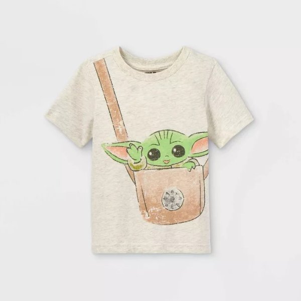 Toddler Boys' Baby Yoda Short Sleeve Graphic T-Shirt - Cream