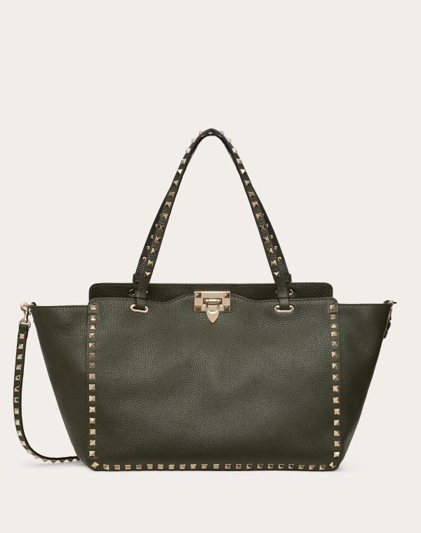 Valentino Garavani Medium Rockstud Grainy Calfskin Bag for Woman | Valentino Online Boutique
