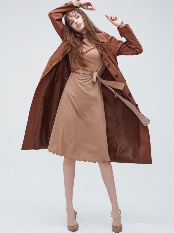 Hs Single Trench Coat-Brown