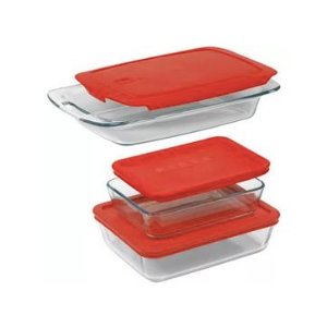 Pyrex 6-Piece Easy Grab Value Pack with Plastic Covers, Glass