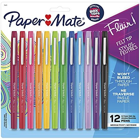 Paper Mate Flair Pens Assorted 12 Pack - Office Depot