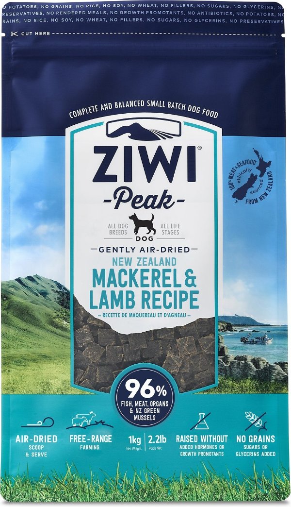 Ziwi Peak Air-Dried Mackerel & Lamb Dog Food, 2.2-lb bag - Chewy.com