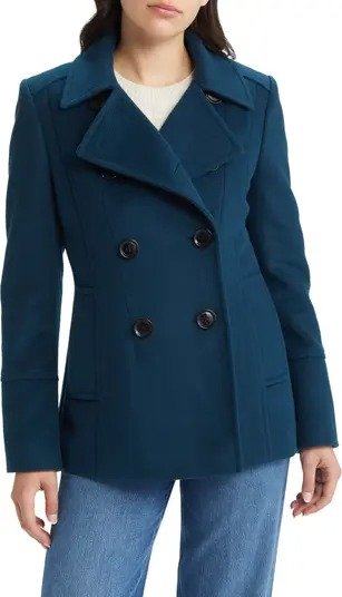 Double Breasted Wool Blend Peacoat