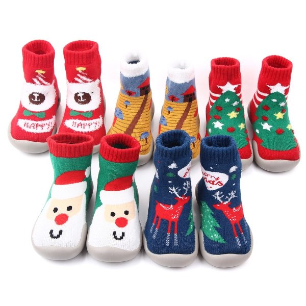 Toddler Christmas Knitted High-top Prewalker Shoes