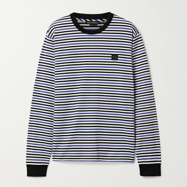 Appliqued striped cotton-jersey top