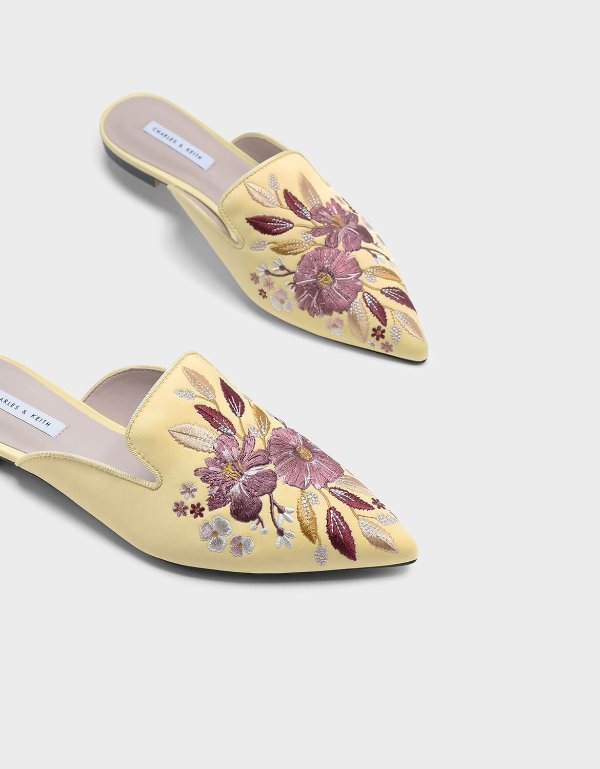 Floral Embroidered Sliders