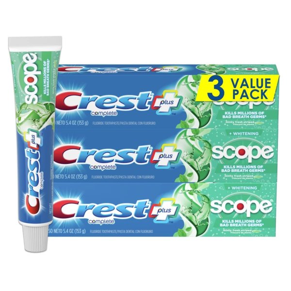 Complete Whitening + Scope Toothpaste, Minty Fresh, 5.4 Ounce Triple Pack