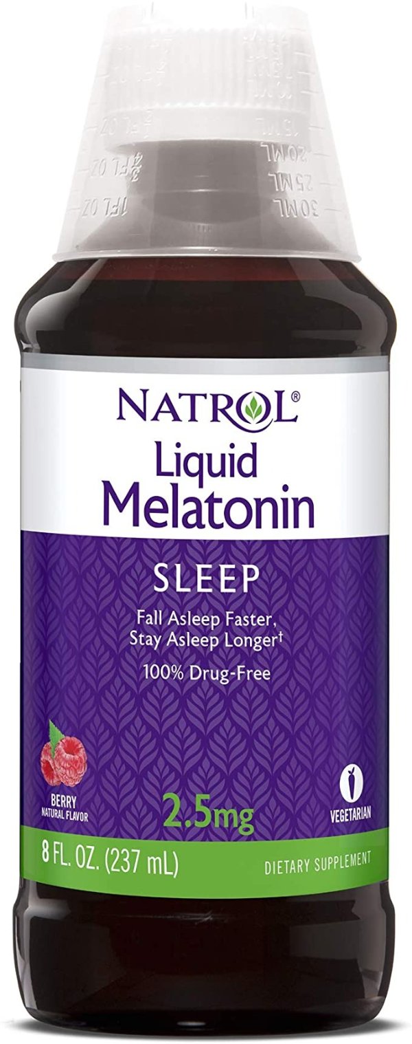 Liquid Melatonin, Helps You Fall Asleep Faster, Stay Asleep Longer, Faster Absorption, 100% Vegetarian, Berry Flavor, 2.5mg, 8 Fl. Ounce Bottle