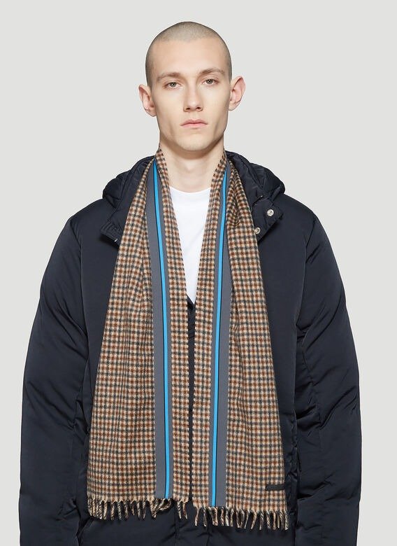 Cashmere Check Scarf in Brown