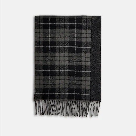 Reversible Horse And Carriage Plaid Print Muffler