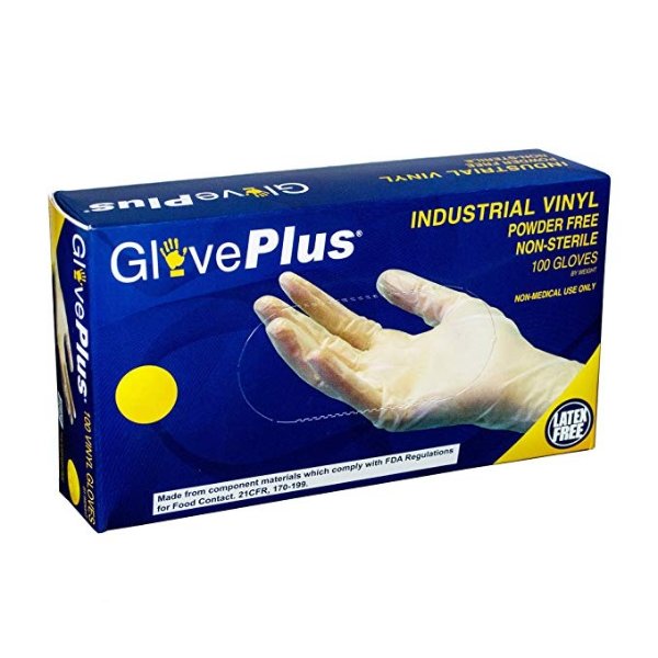 Vinyl Disposable Gloves - Powder-Free, Latex-Free, Non-Sterile, Food Safe, 4mil, Large, Clear (Box of 100)