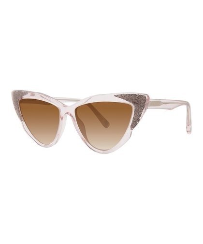 Crystal Pink & Tan Caroline Cat-Eye Sunglasses