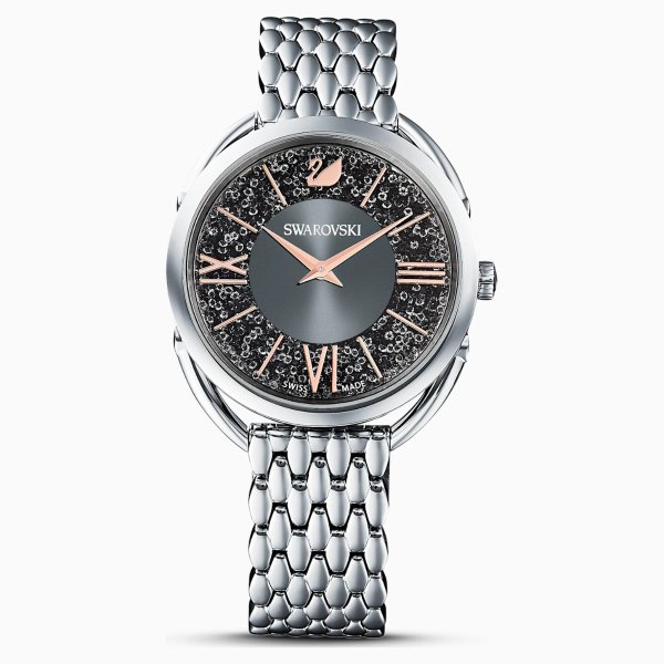Crystalline Glam Watch, Metal bracelet, Gray, Stainless steel by SWAROVSKI