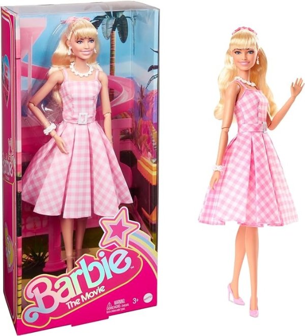The Movie Doll, Margot Robbie as, Collectible Doll Wearing Pink and White Gingham Dress with Daisy Chain Necklace
