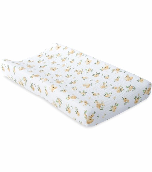 Cotton Muslin Changing Pad Cover - Yellow Rose