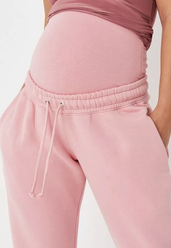 Missguided - Pink 90's Over Bump Maternity Joggers