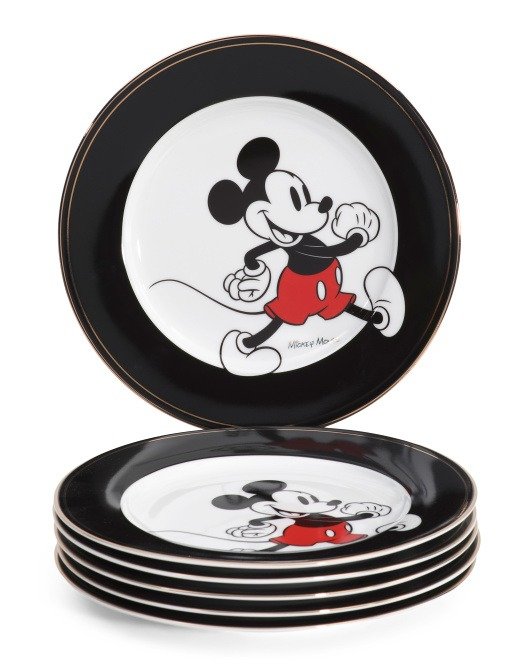 Disney Commemorative Series Characters 6.75 Appetizer Plates, 4-pack