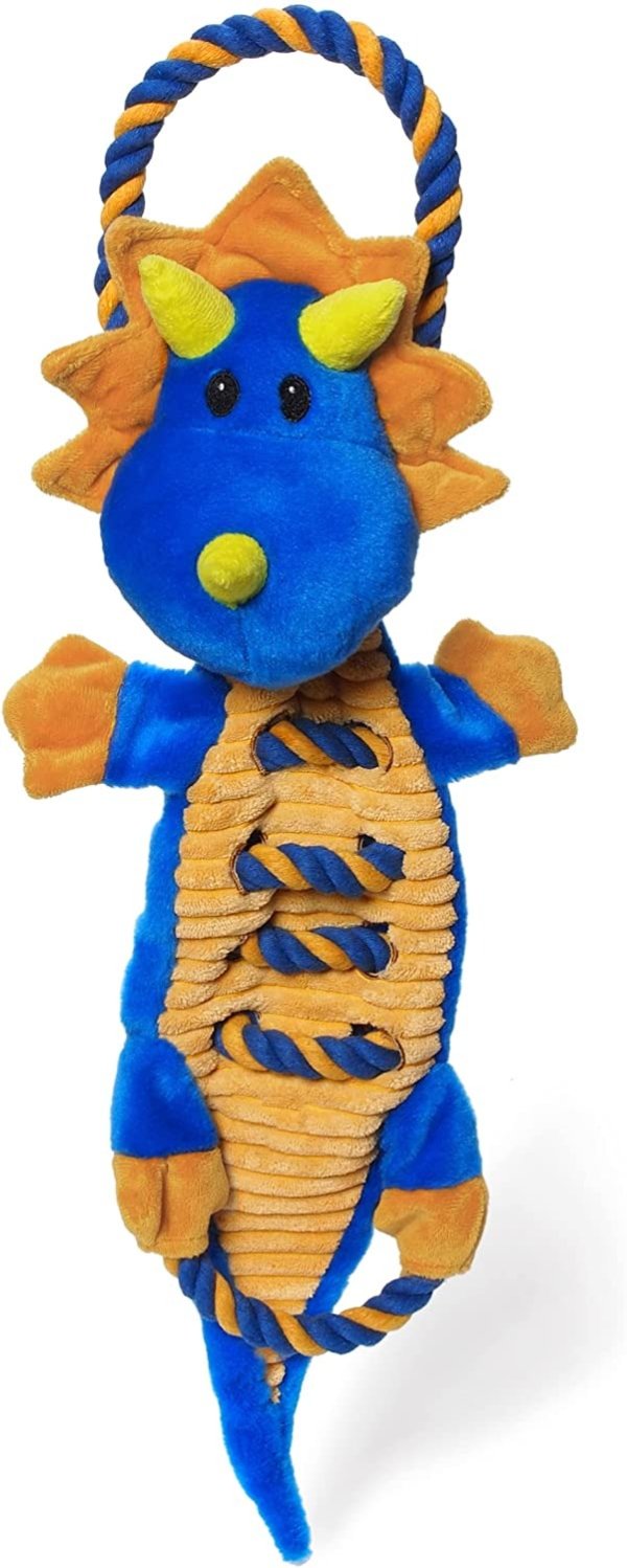 Charming Pet Ropes-A-Go-Go Dragon Interactive Plush Squeaky Dog Tug Toy