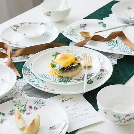 【自营】日式碗碟套装家用新款2/4/6人吃饭骨瓷餐具好看ins盘子碗