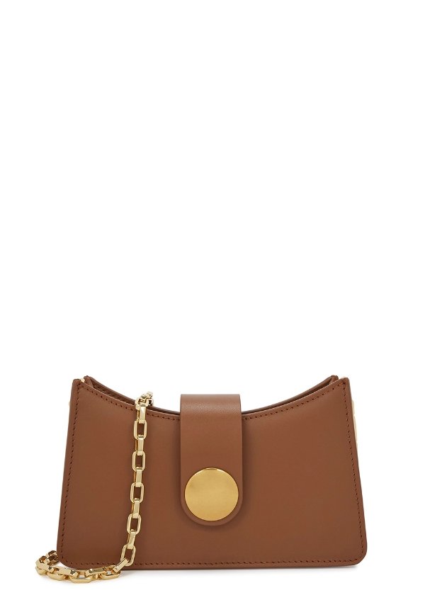 Baguette mini brown leather cross-body bag