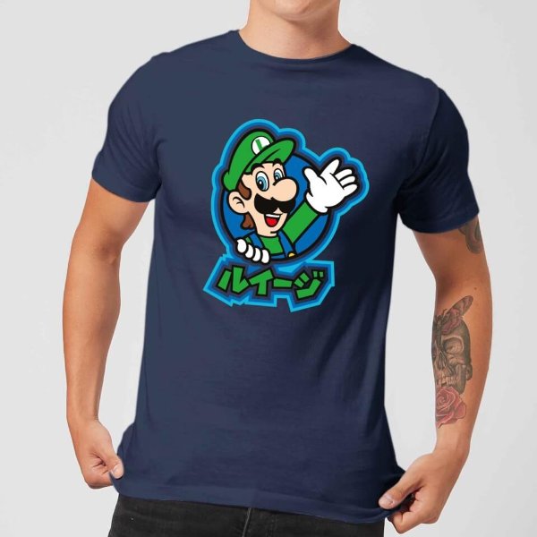 Super Mario Luigi Kanji Men's T-Shirt - Navy