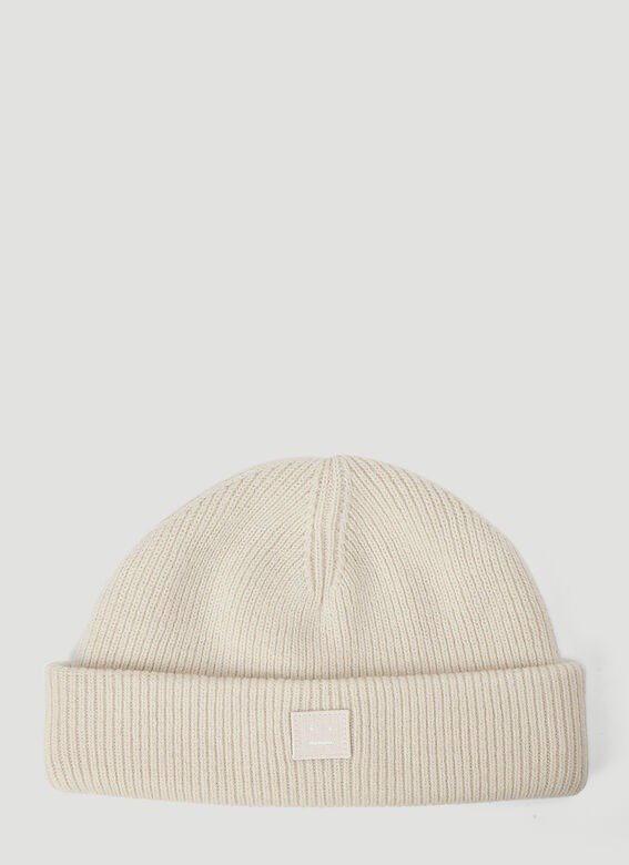 Ribbed-Knit Beanie Hat in Beige