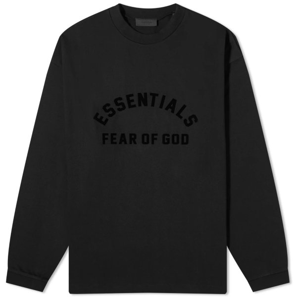 Fear of God ESSENTIALS Spring Long Sleeve Printed T-ShirtJet Black