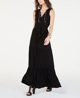 Chain Lace-Up Maxi Dress, In Regular & Petite Sizes