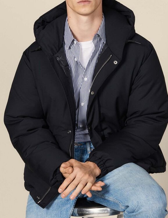 Short padded jacket with hood