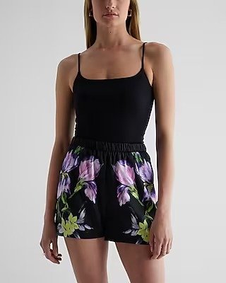 High Waisted Floral Pull On Shorts