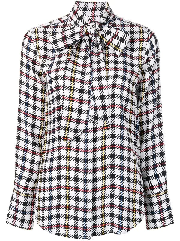 check patterned bow detail shirt