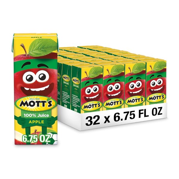 Mott's 100 Percent Original Apple Juice, 6.75 fl oz boxes, 32 Count
