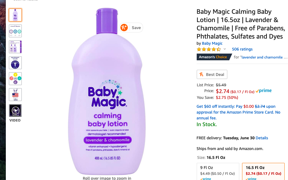 宝宝乳液 Amazon.com : Baby Magic Calming Baby Lotion | 16.5oz | Lavender &amp; Chamomile | Free of Parabens, Phthalates, Sulfates and Dyes : Beauty