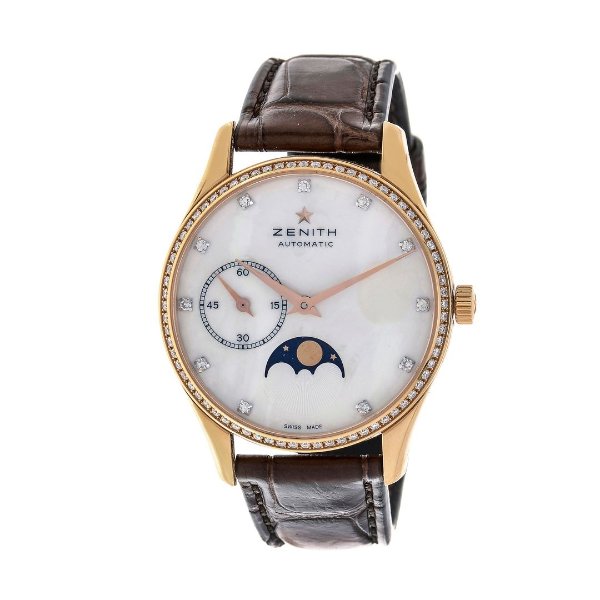 Heritage Ultra Thin 18K Rose Gold Diamond Mother of Pearl Automatic Women's Watch