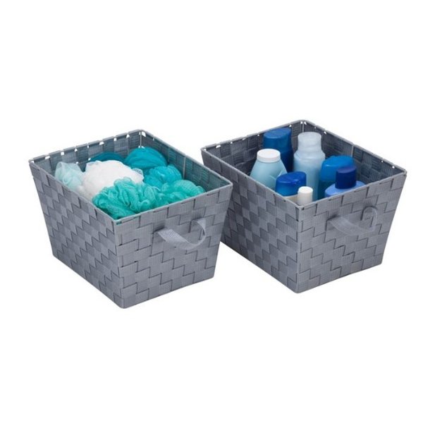 Set of 2 Woven Baskets, Gray