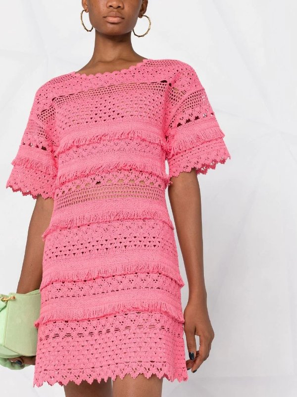 Rosy crochet minidress