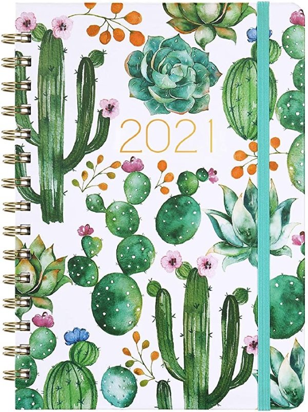 Planner 2021 - Weekly & Monthly Planner Jan - Dec, 8.5" x 6.4", Flexible Hardcover, Strong Twin - Wire Binding, Thick Paper, 12 Monthly Tabs, Inner Pocket, Elastic Closure, Inspirational Quotes