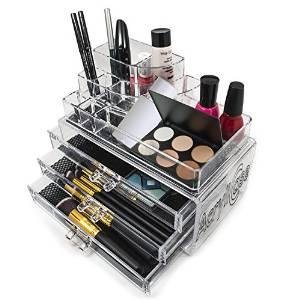 Acrylic Makeup Organizer Cosmetic Display 3 Drawer Jewerly Makeup Case Lipstick and Brush Holder