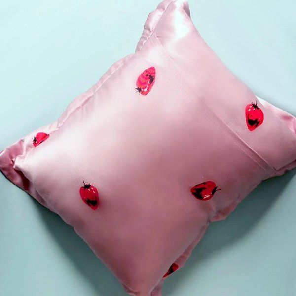 19mm Strawberry Silk Throw Pillow | 2 Colors