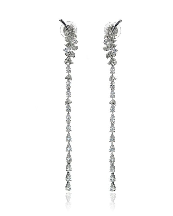 Nice Rhodium And Crystal Earrings 5493406