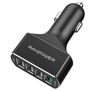 Car Charger 4-Port QC3.0 RAVPower Quick Charge 3.0 54W Car Adapter