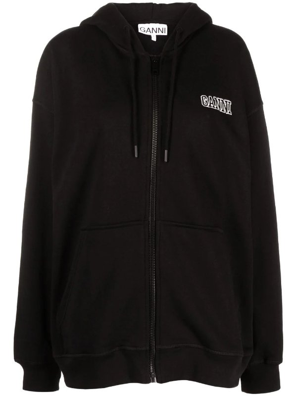 logo-embroidered zipped hoodie