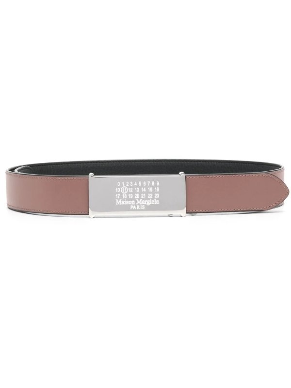 engraved-logo leather belt