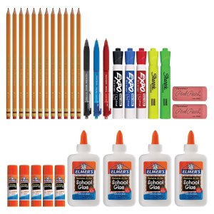 School Supply Kit: Sharpie Highlighters, Paper Mate Pens, EXPO Dry Erase, Elmer’s Glue & More, 31 Count